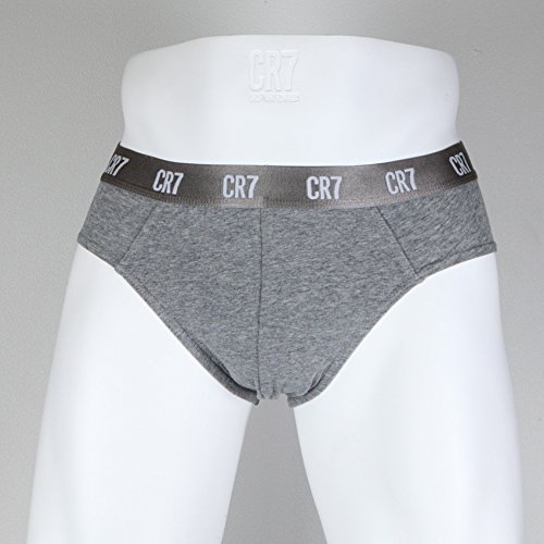 CR7 CRISTIANO RONALDO Underwear Brief-Slip 3er Pack Calzoncillo, Hombre, Gris, XL