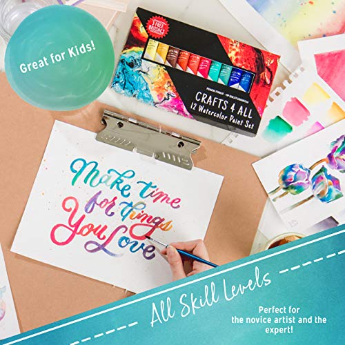 Crafts 4 ALL Set de Pintura Acuarela 12 Colores Premium para Artistas, Estudiantes y Principiantes – Perfecto para Paisaje y Pinturas sobre Lienzo