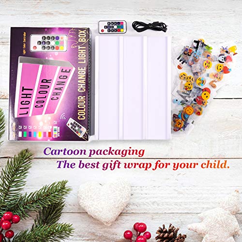 CrazyFire Caja de Luz, Cambio de Color Lightbox A4,Batería Recargable Cinematic Led Box con 189 Cartas y Emojis (7 Colores)