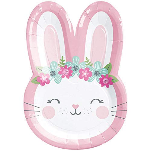 CREATIVE PARTY Birthday Bunny Shaped Plates - 8 PK
