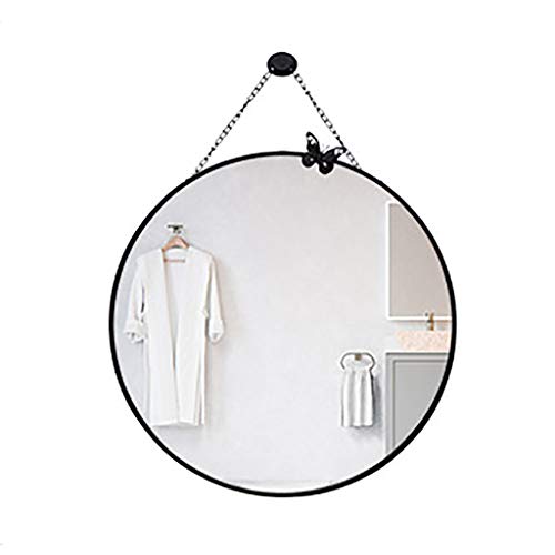 Creative Wall Mirror, Espejo Redondo para el hogar Baño Colgante Maquillaje Espejo Muchacha montada en el Dormitorio Vestir Barbería Espejo Decorativo, Negro, Dorado
