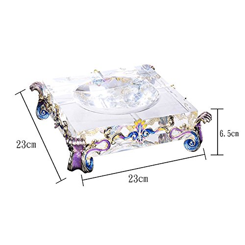 Creativo Palacio Europeo Esmalte Cenicero de Cristal de Cristal Gran Cenicero de Lujo Sala de Estar Regalos Caseros L23cm * W23cm * H6.5cm