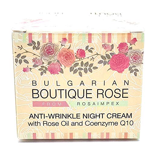 Crema Antiarrugas de Noche con Coenzima Q10 y Aceite Natural de Rosa de Boutique Rose, Sin Parabenos, Sin Conservantes