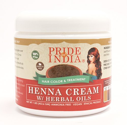 Crema colorante de cabello de henna roja a base de hierbas, 100% natural, sin productos químicos/tintes (crema de henna a base de hierbas, tarro de 453 gr), de Pride of India.