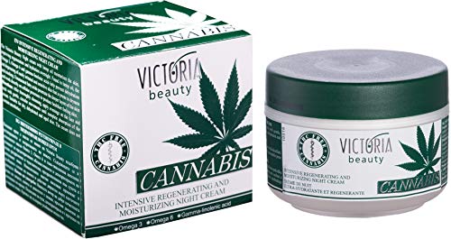 Crema de Noche Intensiva Regeneradora e Hidratante con Aceite de Semillas de Cáñamo y Omega 3 y 6 | Crema Facial Natural de Cannabis para Pieles Sensibles y Secas | PREMIUM 50ml