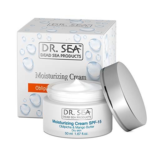 Crema facial hidratante Dr Sea con espino cerval de mar y manteca de mango, tratamiento facial que hidrata y reduce la irritación de la piel y ayuda a la regeneración de la piel, SPF15, 50 ml
