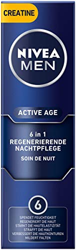 Crema facial Nivea Men Active Age regeneradora en 1 pack (1 x 50 ml), reafirmante 6 en 1 para hombres, crema de noche antiedad
