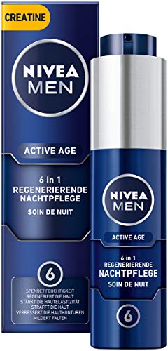 Crema facial Nivea Men Active Age regeneradora en 1 pack (1 x 50 ml), reafirmante 6 en 1 para hombres, crema de noche antiedad