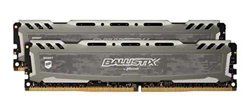 Crucial Ballistix Sport LT BLS2K8G4D32AESBK 3200 MHz, DDR4, DRAM, Memoria Gamer Kit para ordenadores de sobremesa, 16 GB (8 GB x 2), CL16 (Gris)