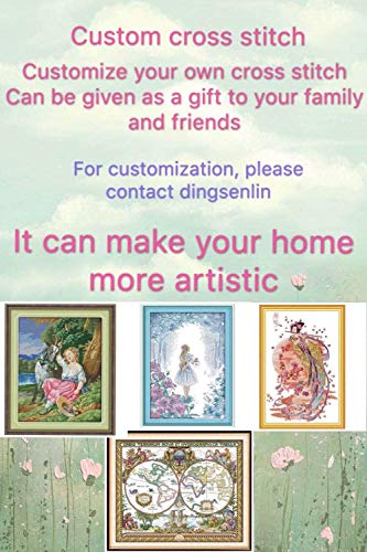 Cruz para adultos Kits de punto Cartilla de niña elfa lienzo preimpreso 14CT，Bordado de kit de punto de cruz de arte DIY de principiantes Regalo para la decoración del hogar，40x50cm