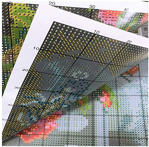 Cruz para adultos Kits de punto Cartilla Sakura Street Walker lienzo preimpreso 14CT，Bordado de kit de punto de cruz de arte DIY de principiantes Regalo para la decoración del hogar，40x50cm