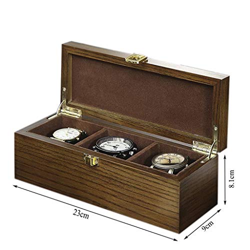 Cuadro De Arriba Retro Creativo Reloj Tallado, Caja De Almacenamiento De Exhibición De La Joyería, Almacenamiento 3 Reloj Caja De Madera, De Metal Hebilla Caja De Almacenamiento Caja De Reloj De Mader