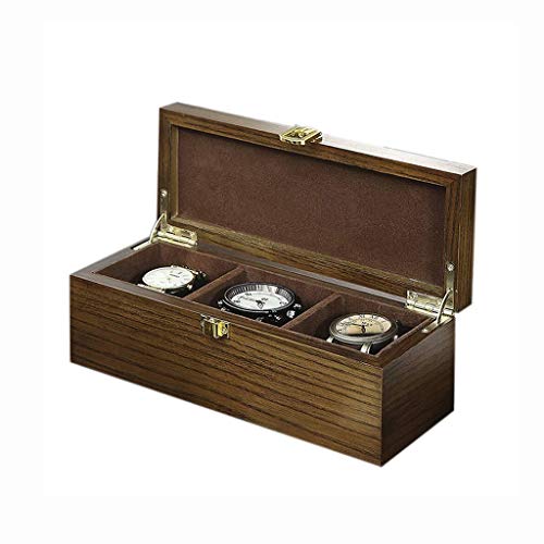 Cuadro De Arriba Retro Creativo Reloj Tallado, Caja De Almacenamiento De Exhibición De La Joyería, Almacenamiento 3 Reloj Caja De Madera, De Metal Hebilla Caja De Almacenamiento Caja De Reloj De Mader