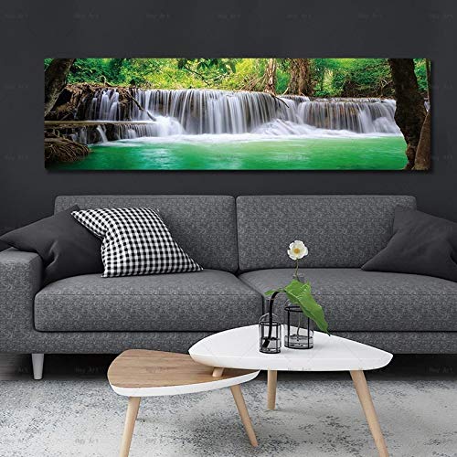 Cuadro En Lienzo Cascada Pared decoración del hogar Sala de Estar Arte Carteles imágenes，60x210cm，Pintura sin Marco