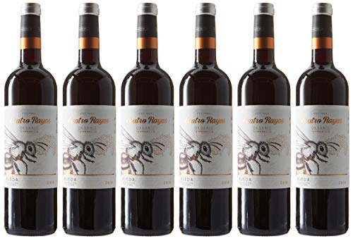 Cuatro Rayas Vino Tinto Roble Organic Tempranillo Ecológico D.O. Rueda - 6 Botellas de 750 ml (4.5 L)