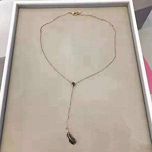 CUAU con Plumas Negras Tassu Styling Collar suéter Cadena Accesorios de Ropa de Mujer (Circunferencia: 21cm-50cm)