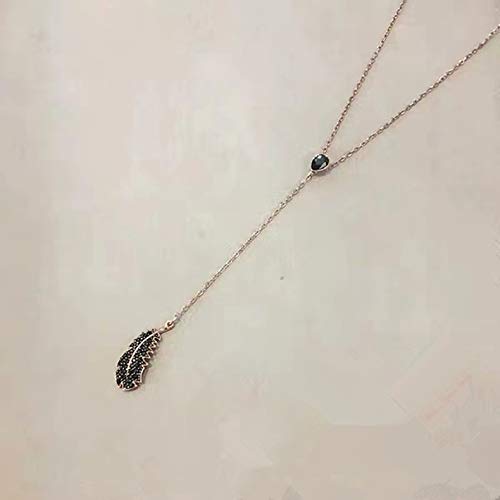 CUAU con Plumas Negras Tassu Styling Collar suéter Cadena Accesorios de Ropa de Mujer (Circunferencia: 21cm-50cm)