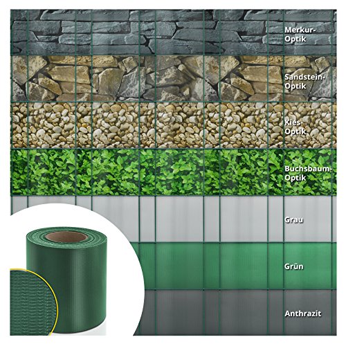 Cubierta de PVC para vallas para ofrecer más privacidad, incluye 20 clips de montaje, para vallas con refuerzo simple o doble, 19 cm x 35 m, color liso o con estampado