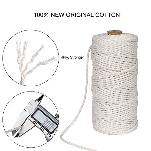 Cuerda de Macramé 3 mm x 100 m Cuerda Cordel de Algodón para Envolver Regalo Navidad Colgar Fotos Manualidades Costura DIY Artesanía
