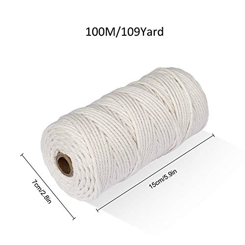 Cuerda de Macramé 3 mm x 100 m Cuerda Cordel de Algodón para Envolver Regalo Navidad Colgar Fotos Manualidades Costura DIY Artesanía
