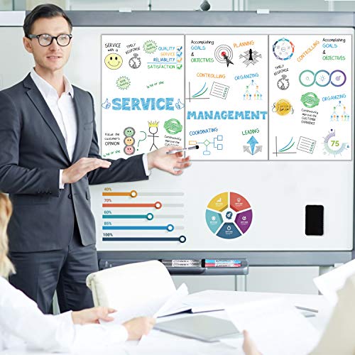 CUHIOY Pizarra Magnética Blanca A3+ para Nevera,Cocina Menú Lista Compras,Memo Recordatorio Plan Diario Avisos,Graffiti para Niños,Borrado en Seco Tablero Refrigerador,4 Marcadores e 1 Borrador