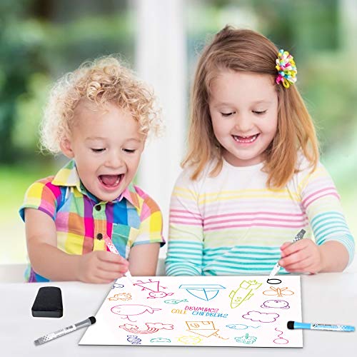 CUHIOY Pizarra Magnética Blanca A3+ para Nevera,Cocina Menú Lista Compras,Memo Recordatorio Plan Diario Avisos,Graffiti para Niños,Borrado en Seco Tablero Refrigerador,4 Marcadores e 1 Borrador