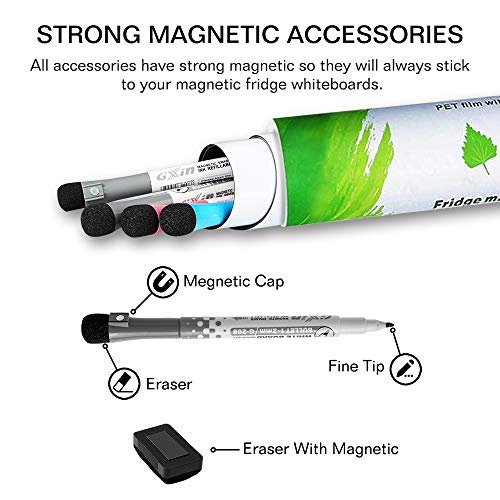 CUHIOY Pizarra Magnética Blanca A3+ para Nevera,Cocina Menú Lista Compras,Memo Recordatorio Plan Diario Avisos,Graffiti para Niños,Borrado en Seco Tablero Refrigerador,4 Marcadores e 1 Borrador