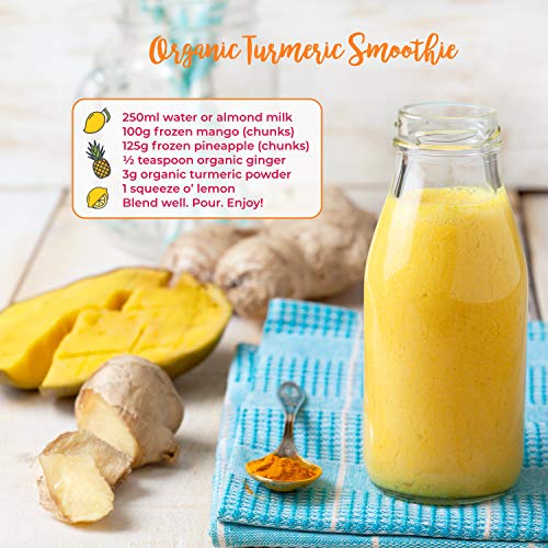 Cúrcuma en Polvo Orgánico de TheHealthyTree Company - Vegano, Excelente en Sopas, Zumos, Curry y Platos Vegetarianos - Raíz de Curcumina de Cúrcuma Pura (250 g)