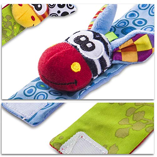 Cute Animal Infantil 4pcs (2pcs de la cintura y 2pcs calcetines) SOZZY SOCKS Bell correa traqueteos y calcetines de pie Finder conjunto de desarrollo de juguetes blandos para niños by Funky Planet