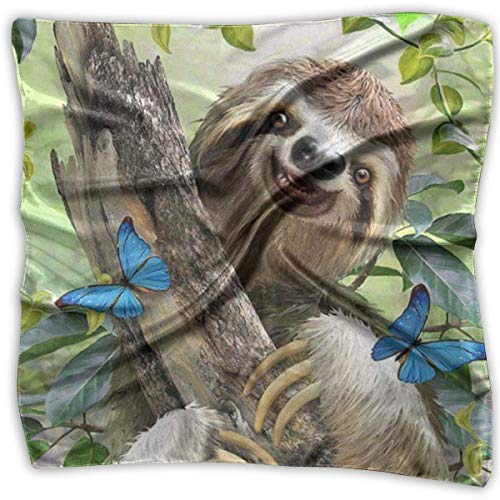 Cute Sloth Natural Life Bufanda de seda estampada Pañuelo pequeño Cuadrado Tendencia del pañuelo