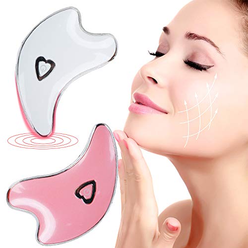 Cutogain - Masajeador Facial eléctrico con Placa de rascador microcurrente Rosa Rosa
