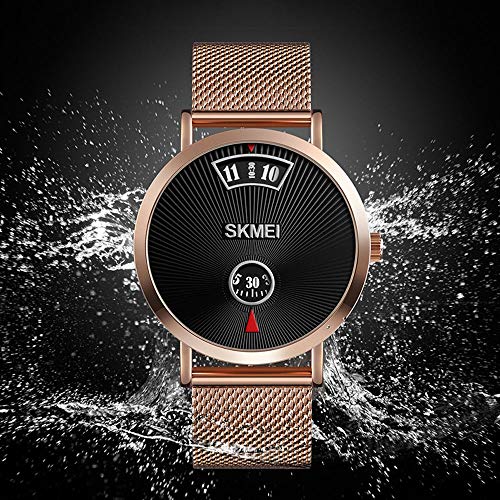 CUzzhtzy Creativo Reloj de Cuarzo, Nueva Manera Ocasional Pares ningún Puntero Regalo Neto Reloj de la Correa, de Oro Rosa Temperamento Casual Impermeable Reloj de Las Mujeres Adecuado para Viajes/u