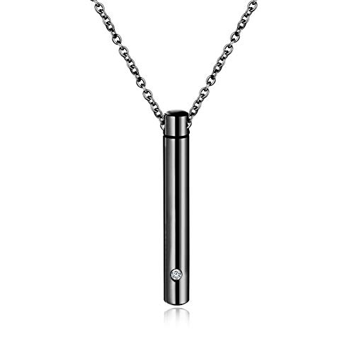 CXKEB Collar De Botella De Perfume De Acero Inoxidable Colgante Cilíndrico para Hombres Mujer Cenizas Collares De Cremación Joyería De Aniversario