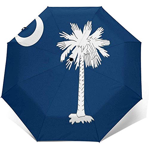 Cy-ril-Automatic tri-fold umbrella Paraguas tríptico automático Impresión de la Bandera del Estado de Carolina del Sur A Prueba de Viento Compacto Apertura automática Paraguas de 3 Pliegues