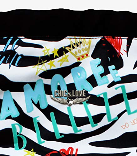 CYP BRANDS Saco Cordones de Chic & Love Zebra' Bolsa de Cuerdas para El Gimnasio, 40 cm, Multicolor