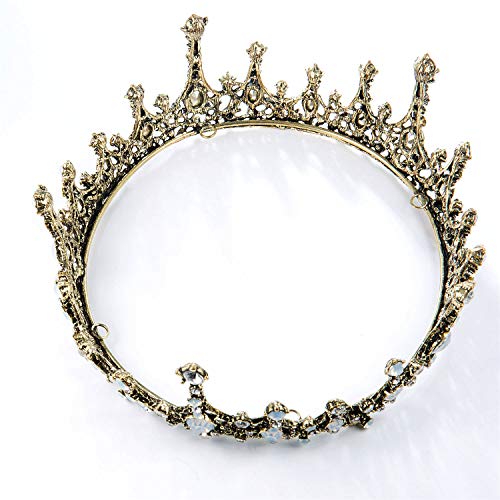Czemo Tiara de Novia para Mujer Corona Barroca Cabello Joyería Rhinestone Diadema para Boda Pageant