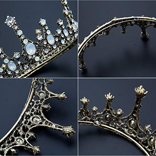 Czemo Tiara de Novia para Mujer Corona Barroca Cabello Joyería Rhinestone Diadema para Boda Pageant