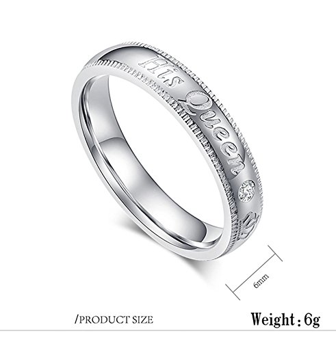 Daesar Anillo Acero Inoxidable Hombre Anillos Pareja King y Queen Anillo Circonita Plata Anillo Mujer Talla 20 & Hombre Talla 22 Anillo Plata