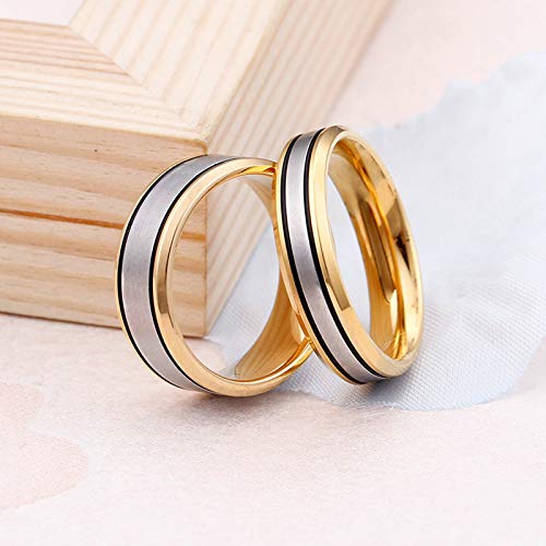 Daesar Anillos de Redondo SimpleAnillos Hombre Titanio 5MM Anillo de Oro Anillo Talla 15