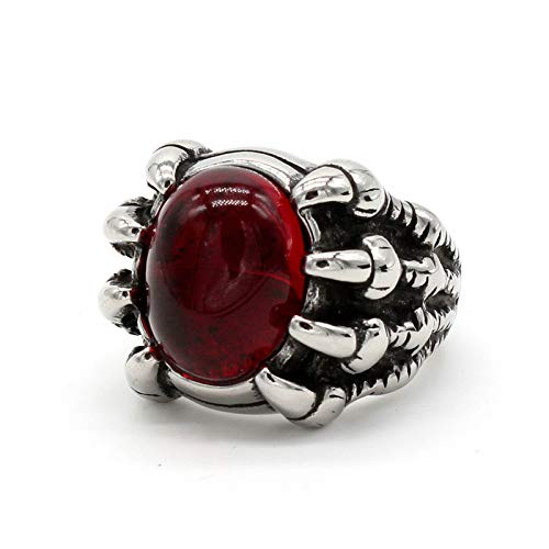 Daesar Anillos Goticos Dragon Anillos Punk Hombre Anillo Oval con Garra de Dragón Plata Anillos de Compromiso Acero Inoxidable Talla 25