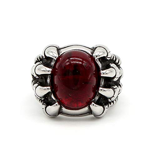 Daesar Anillos Goticos Dragon Anillos Punk Hombre Anillo Oval con Garra de Dragón Plata Anillos de Compromiso Acero Inoxidable Talla 25