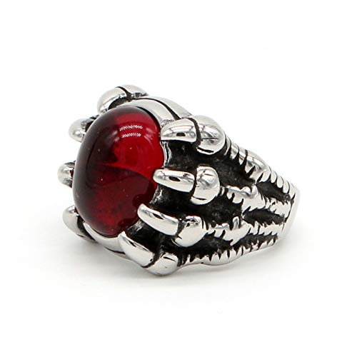 Daesar Anillos Goticos Dragon Anillos Punk Hombre Anillo Oval con Garra de Dragón Plata Anillos de Compromiso Acero Inoxidable Talla 25