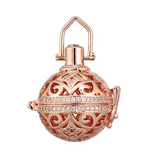 Daesar Chapado en Oro Mujer Collar Difusor de Aceite Esencial de Perfume Collar Redondo Bola Blanco CZ Collar de Mujer Embarazada Collar Colgante Mujer Collar Oro Rosa Mujer Bola Blanca