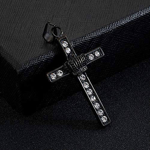 Daesar Colgante Acero Inoxidable Hombre Corona Cruz Circonita Blanca Negro Colgante Hombre Collares Hombre Gotico