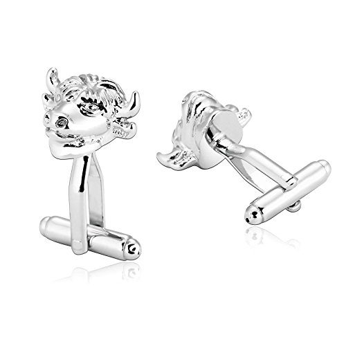 Daesar Joyería Gemelos de Hombre Gemelos Acero Inoxidable Gemelos Camisa Gemelos Cabeza de Toro Gemelos para Hombre Gemelos Plata