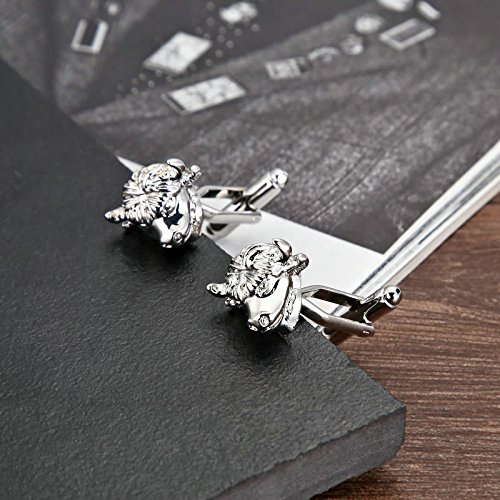 Daesar Joyería Gemelos de Hombre Gemelos Acero Inoxidable Gemelos Camisa Gemelos Cabeza de Toro Gemelos para Hombre Gemelos Plata