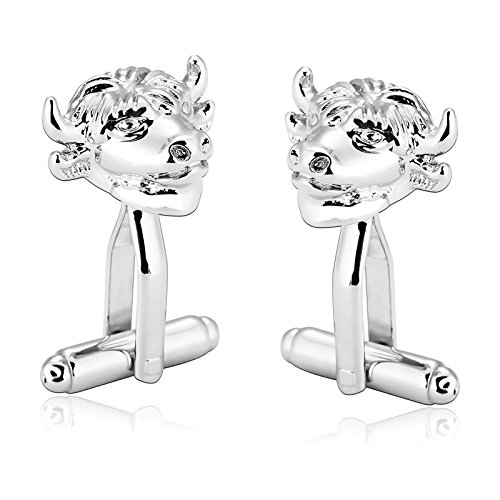 Daesar Joyería Gemelos de Hombre Gemelos Acero Inoxidable Gemelos Camisa Gemelos Cabeza de Toro Gemelos para Hombre Gemelos Plata