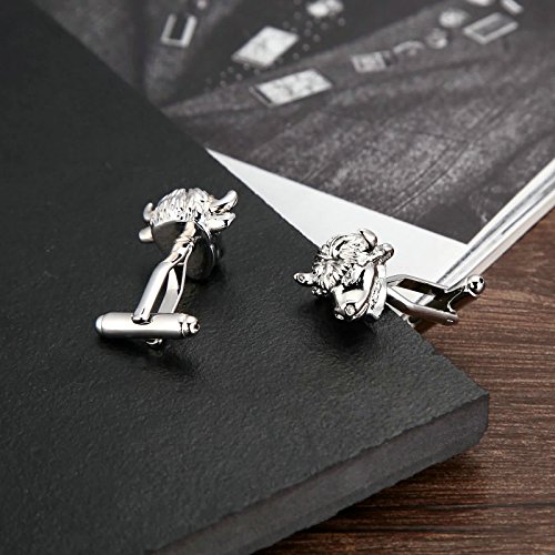 Daesar Joyería Gemelos de Hombre Gemelos Acero Inoxidable Gemelos Camisa Gemelos Cabeza de Toro Gemelos para Hombre Gemelos Plata
