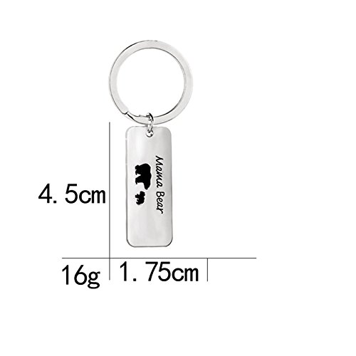 Daesar Llavero Mujer Hombre Llavero Acero Inoxidable Hombre Mujer Llavero Grabado Mama Bear Rectangular Llavero 3 Mama Bear