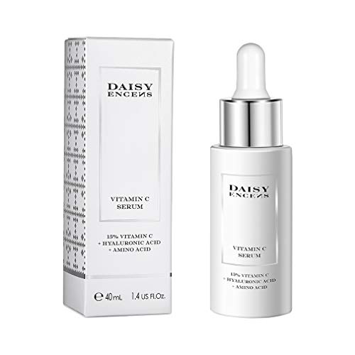 Daisy Encens Suero Facial con Vitamina C y Ácido Hialurónico, Sérum Facial Anti-arrugas, Anti Manchas, Antienvejecimiento 40ml